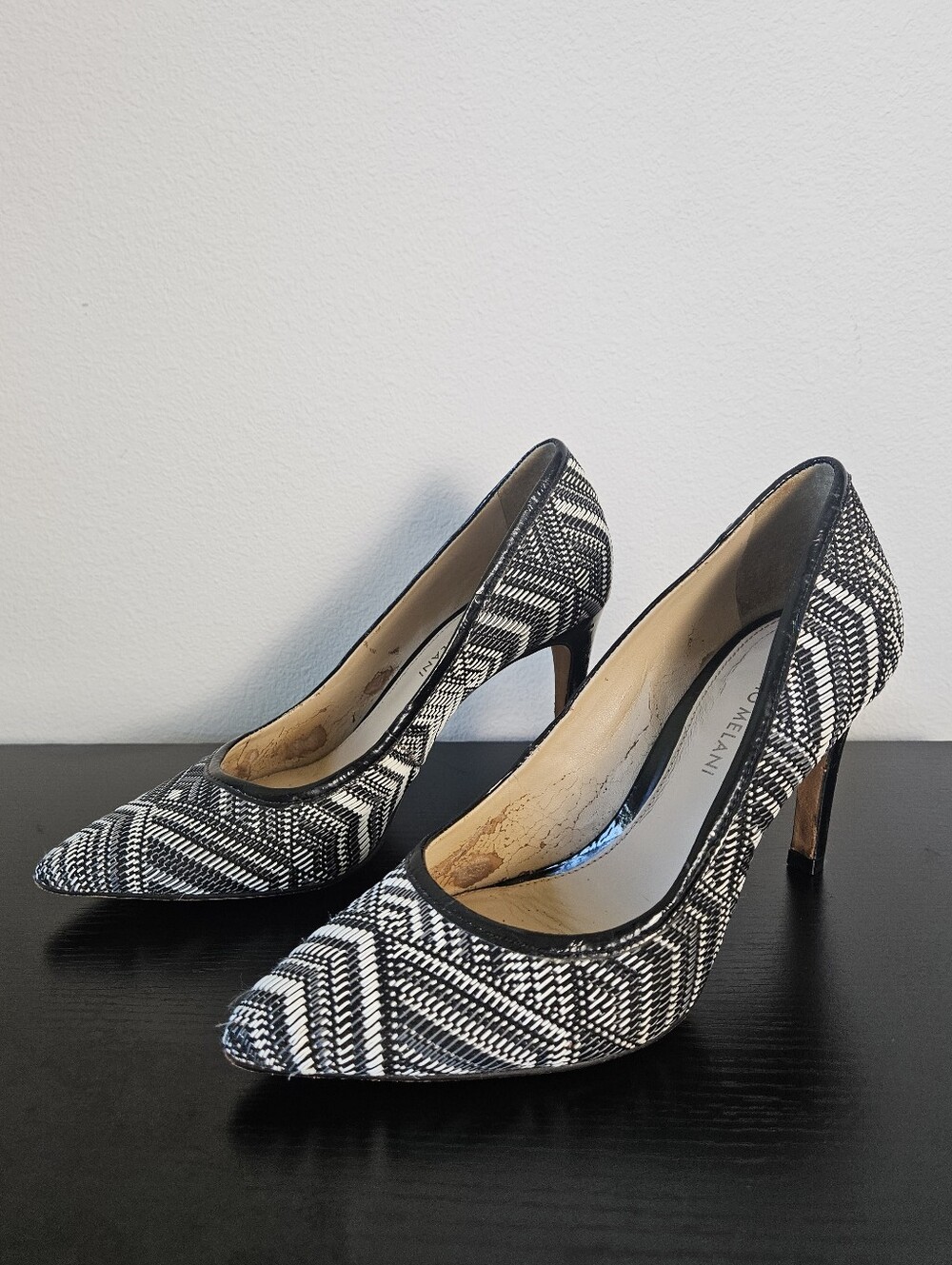 Antonio Melani Kendrah Black And White Geometric Heels Size 7